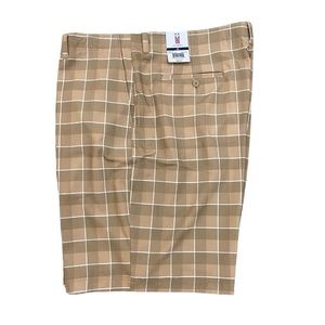 Golf America Men's Golf Shorts Brown Tan Plaid Chino Size 42